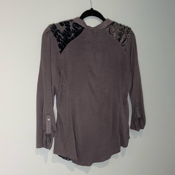 Anthro TINY Broadleaf Forest Burnout Velvet Top, S - Picture 6 of 11